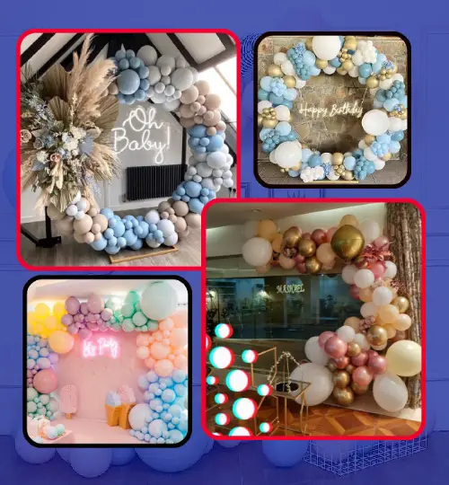 Team of The Decorations Hub setting up balloon decor
